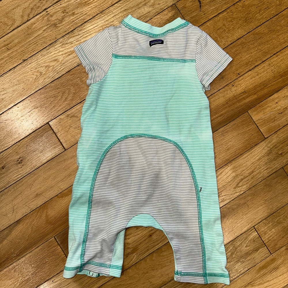 Patagonia Mint and Gray Striped Kids One Piece - Picture 3 of 4